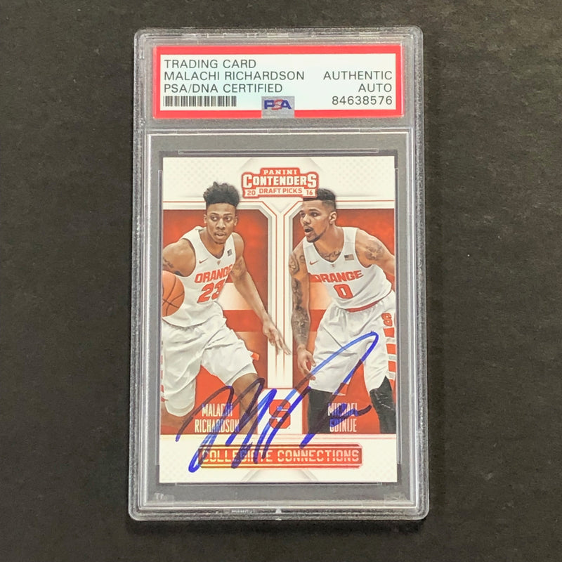 2016-17 Contenders Draft Picks #20 Malachi Richardson Signed Card AUTO PSA Slabbed Syracuse