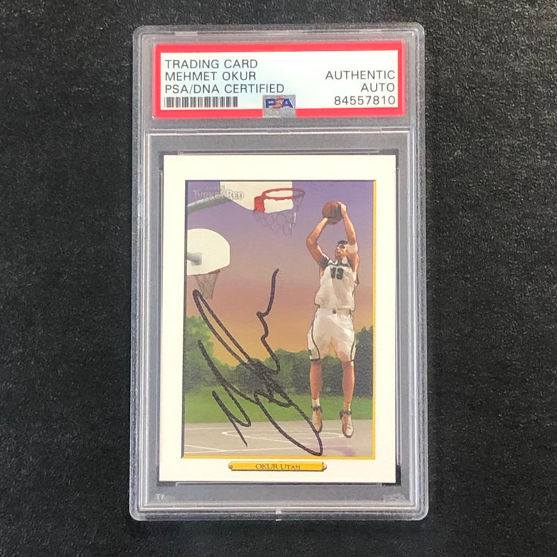 2006-07 Topps Turkey Red #101 Mehmet Okur Signed Card AUTO PSA Slabbed Jazz