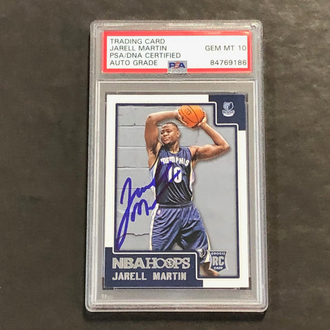 2015-16 NBA Hoops #266 Jarell Martin Signed Card AUTO 10 PSA Slabbed RC Grizzlies