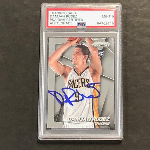 2014-15 Panini Prestige #294 Damjan Rudez signed card PSA AUTO 9 slabbed RC Pacers