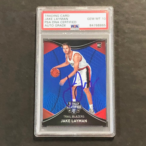 2016-17 Panini Totally Certified #134 Jake Layman Signed Rookie Card AUTO 10 PSA Slabbed RC Blazers
