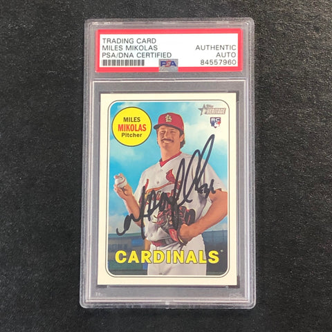 2018 Topps Heritage High Number #559 Miles Mikolas Signed Card AUTO PSA Slabbed Cardinals