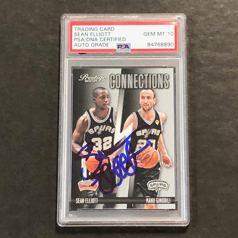 2013-14 Panini Prestige Connections #20 Sean Elliott Signed Card AUTO 10 PSA Slabbed Spurs