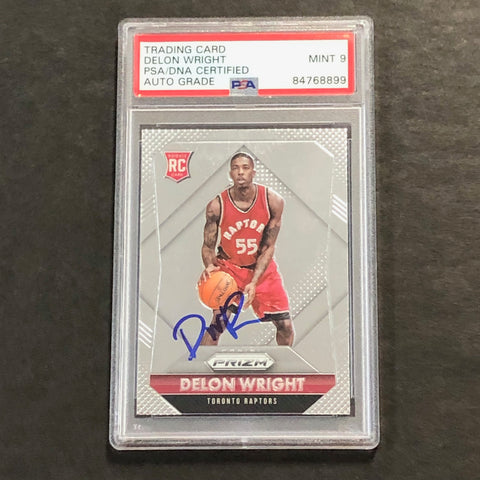 2015 Panini Prizm #310 Delon Wright Signed Card AUTO 9 PSA Slabbed Raptors
