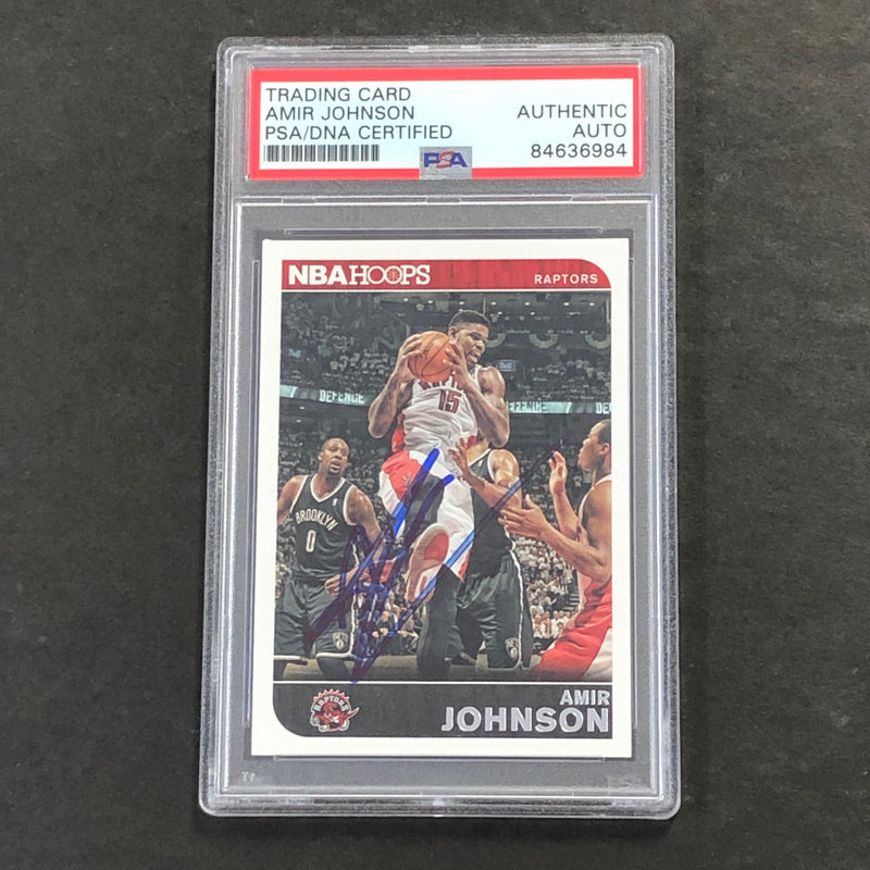 2014-15 NBA Hoops #238 Amir Johnson Signed Card AUTO PSA Slabbed Raptors