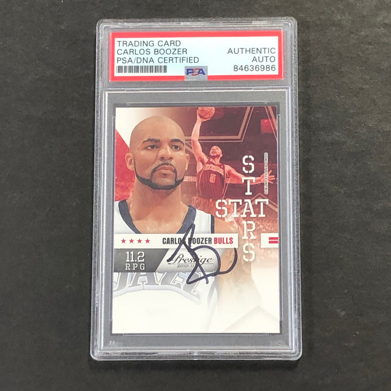 2010-11 Panini Prestige Stat Stars #13 Carlos Boozer Signed Card AUTO PSA Slabbed Bulls