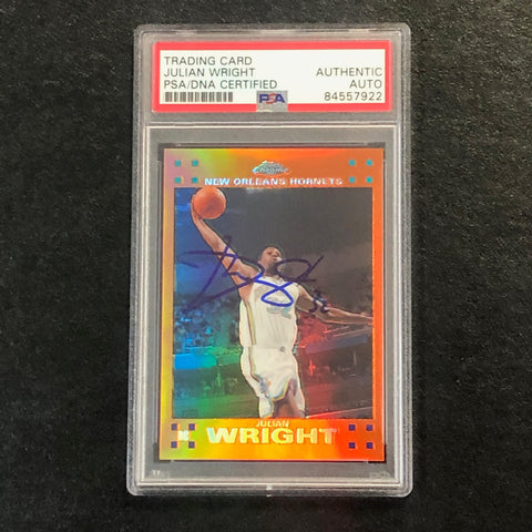 2007-08 Topps Chrome Orange Refractor #113 Julian Wright Signed AUTO PSA Slabbed Hornets