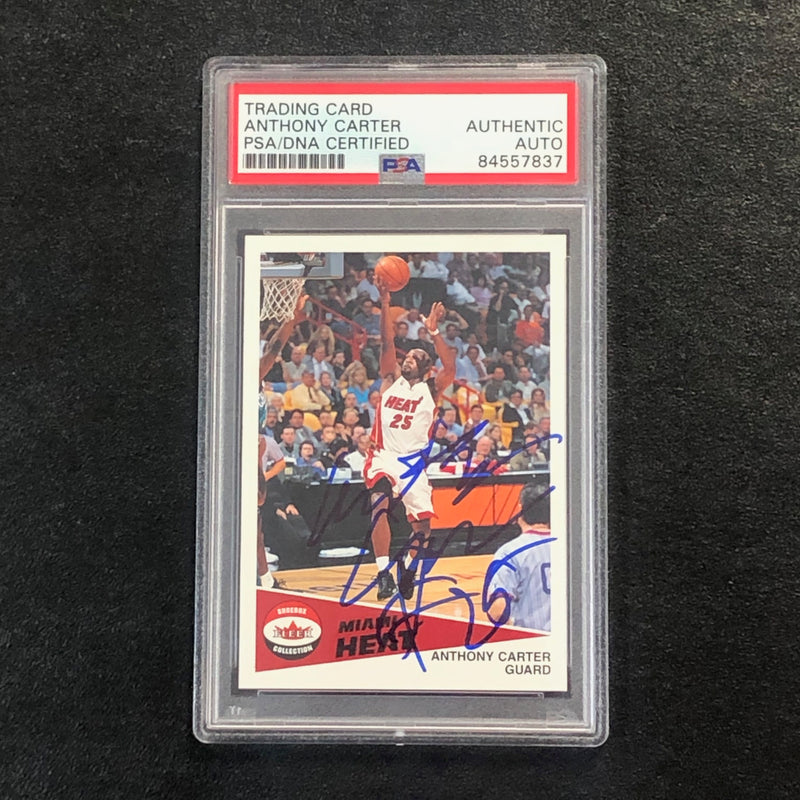 2001-02 Fleer Shoebox #136 Anthony Carter Signed Card AUTO PSA Slabbed Heat