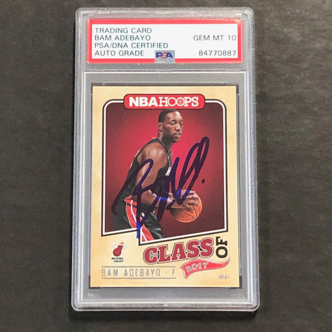 2017-2018 NBA HOOPS Class of 2017 #14 BAM ADEBAYO Signed Card AUTO 10 PSA Slabbed RC Heat