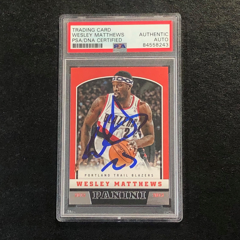 2012-13 Panini Basketball #173 Wesley Matthews Signed Card AUTO PSA Slabbed Trailblazers