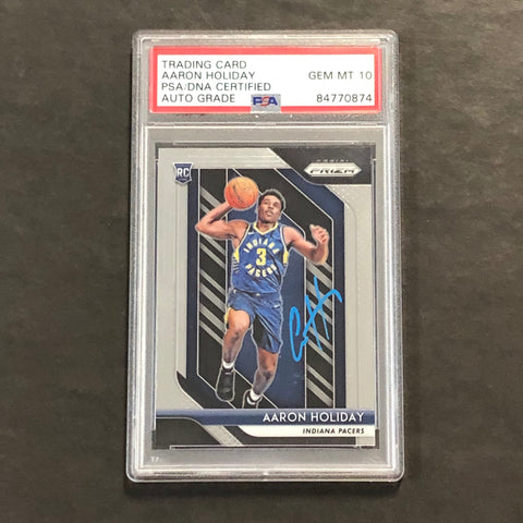 2018-19 Panini Prizm #114 Aaron Holiday Signed Rookie Card AUTO 10 PSA Slabbed RC Pacers