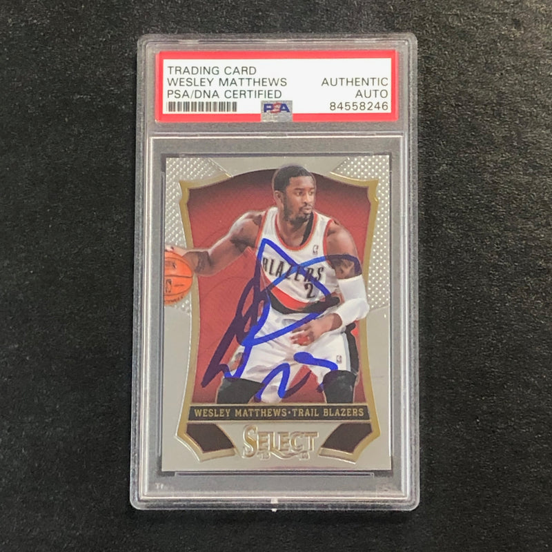 2013-14 Panini Select #100 Wesley Matthews Signed Card AUTO PSA Slabbed Trailblazers