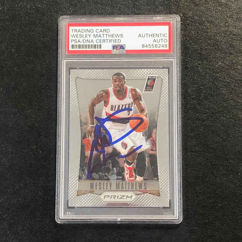 2012-13 Panini Prizm #67 Wesley Matthews Signed Card AUTO PSA Slabbed Trailblazers