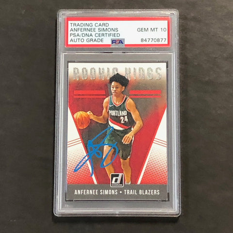 2018-19 Panini Donruss Draft Kings #12 Anfernee Simons Signed Card AUTO Graded 10 PSA Slabbed RC Blazers