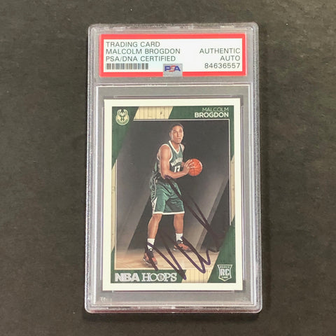 2016-17 NBA Hoops #291 Malcolm Brogdon Signed Card AUTO PSA/DNA Slabbed RC Bucks