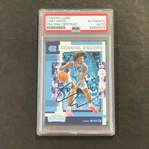 2019 PANINI CONTENDERS DRAFT PICKS #8 Coby White Signed Card AUTO PSA Slabbed RC