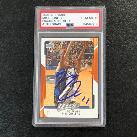 2008-09 Upper Deck MVP #77 Mike Conley signed Card Auto 10 PSA Slabbed Grizzlies