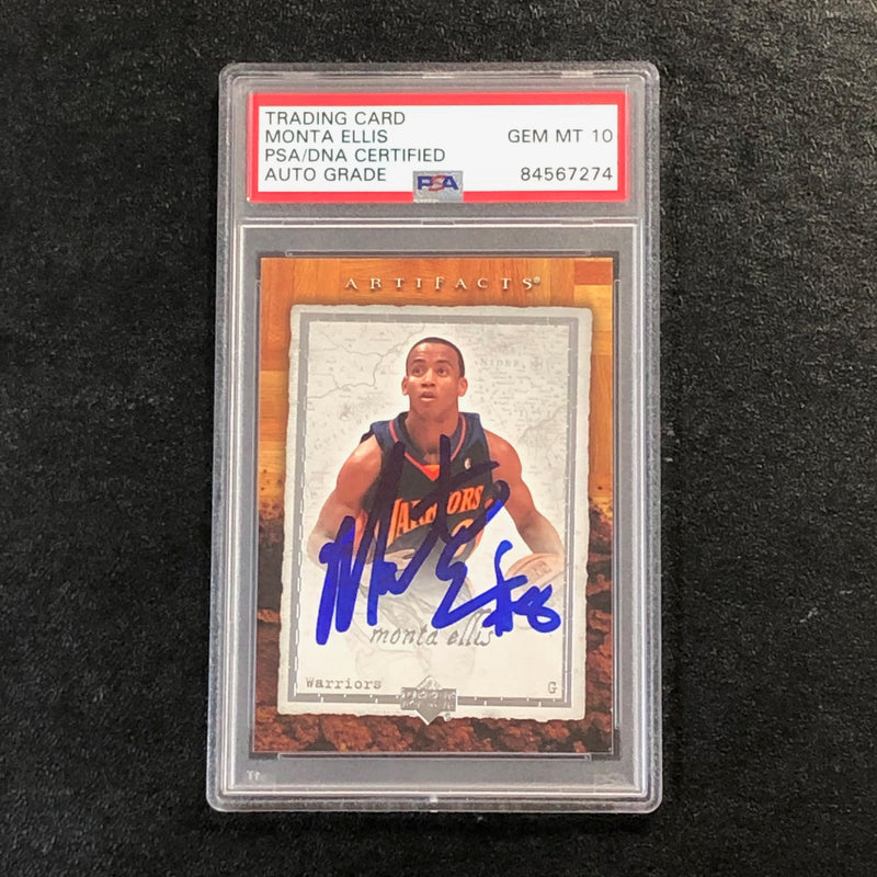 2007-08 Upper Deck Artifacts #29 MONTA ELLIS Signed Card AUTO 10 PSA Slabbed Warriors