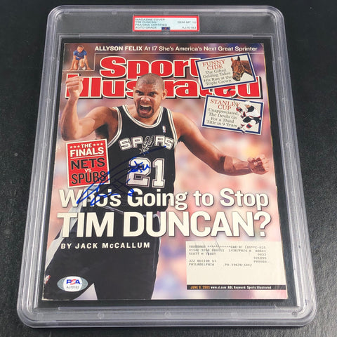 Tim Duncan Signed Magazine Cover PSA/DNA Slabbed Autographed Auto 10 Spurs