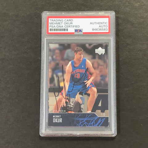 2003-04 Upper Deck #65 Mehmet Okur Signed Card AUTO PSA Slabbed Pistons