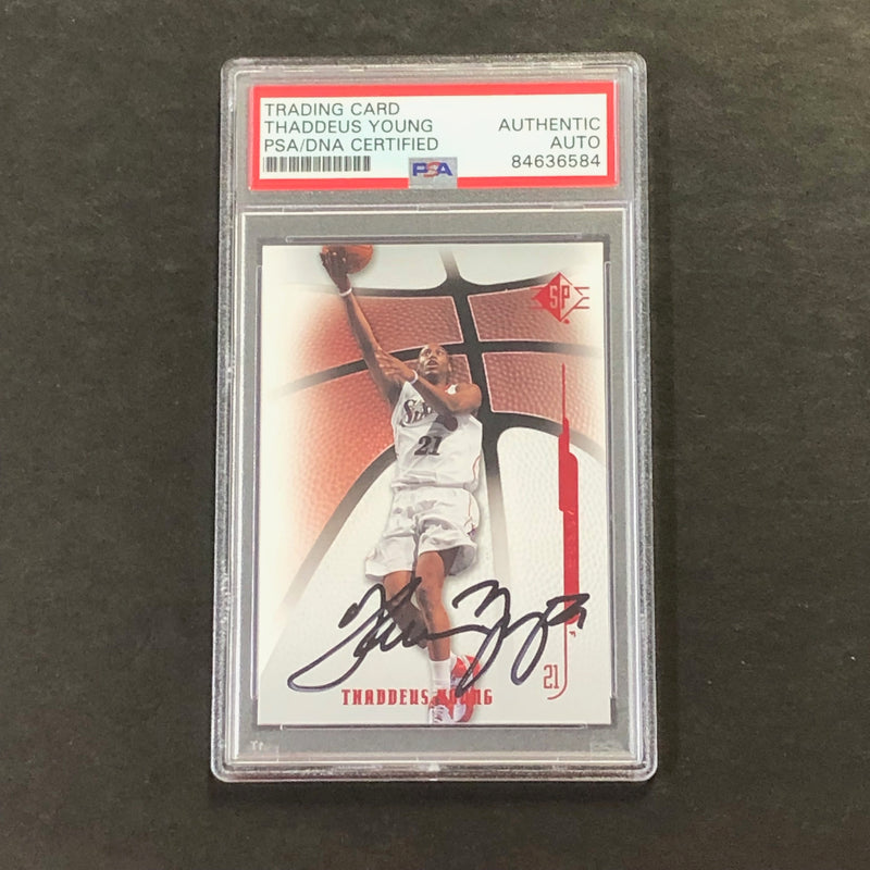 2008-09 SP Authentic #51 Thaddeus Young Signed Card AUTO PSA Slabbed 76ers