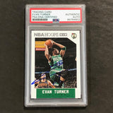 2015-16 NBA Hoops #21 Evan Turner Signed Card AUTO PSA Slabbed Celtics