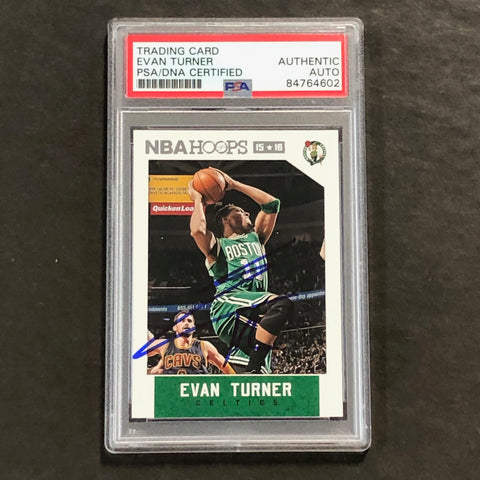 2015-16 NBA Hoops #21 Evan Turner Signed Card AUTO PSA Slabbed Celtics