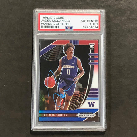 2020-21 Panini Prizm Draft Picks #51 Jaden McDaniels Signed Card AUTO PSA/DNA Slabbed Huskies