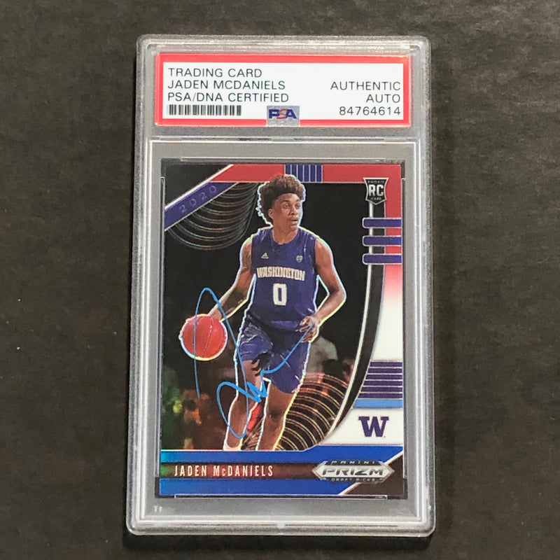 2020-21 Panini Prizm Draft Picks #51 Jaden McDaniels Signed Card AUTO PSA/DNA Slabbed Huskies