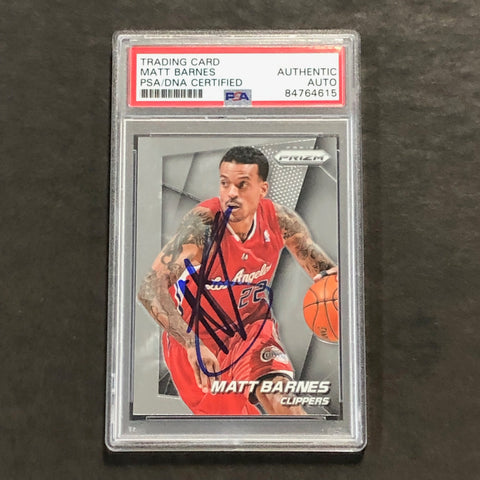 2014-15 NBA Panini Prizm #108 Matt Barnes Signed Card AUTO PSA Slabbed Clippers