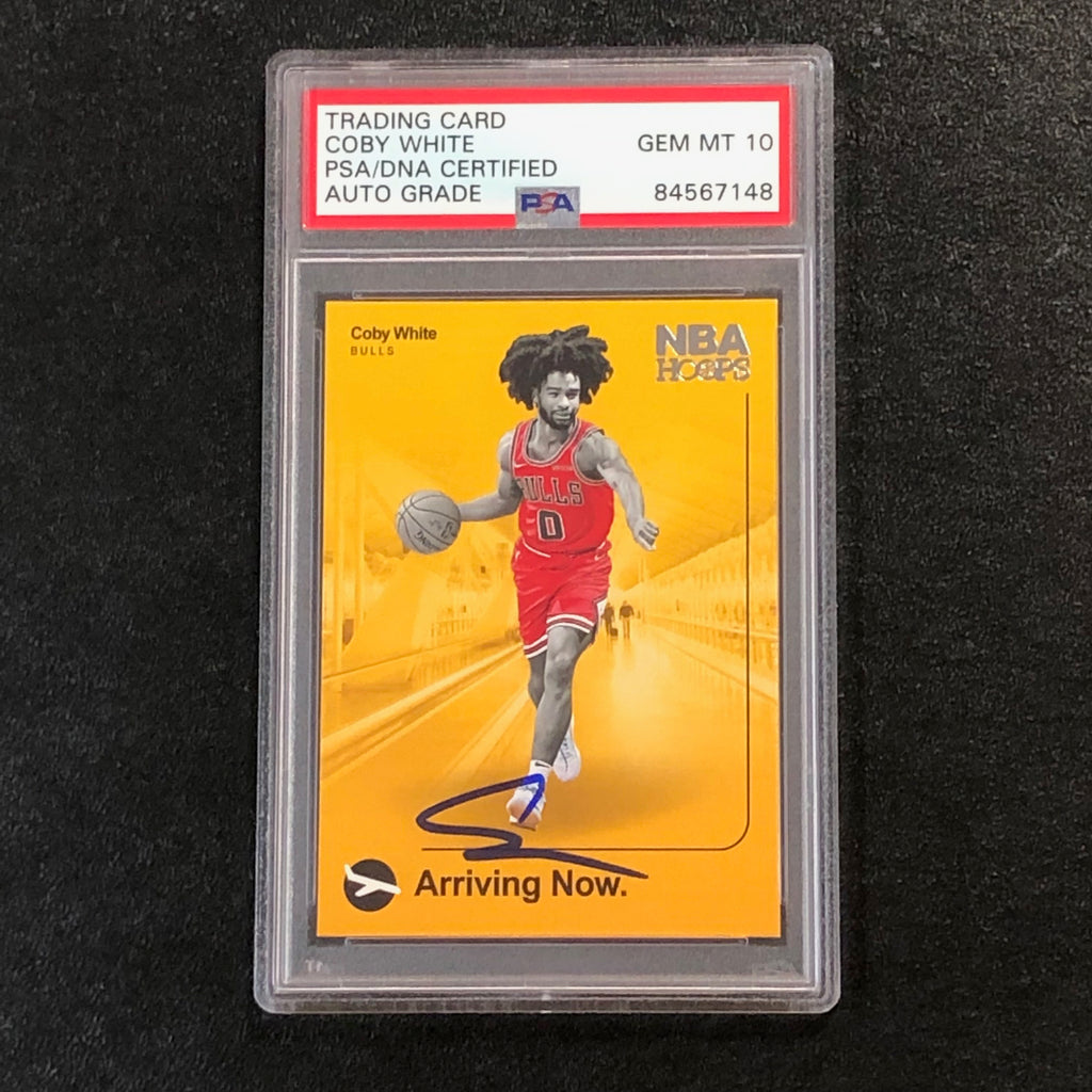 2019-20 NBA Hoops Arriving Now #16 Coby White Signed Card AUTO 10