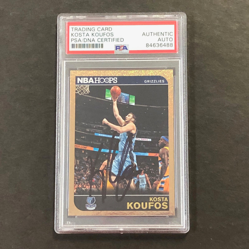 2014-15 NBA Hoops #107 Kosta Koufos signed Card Auto PSA Slabbed Grizzlies