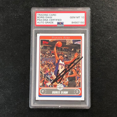 2006-07 Topps #159 Boris Diaw Signed Card AUTO 10 PSA Slabbed Suns