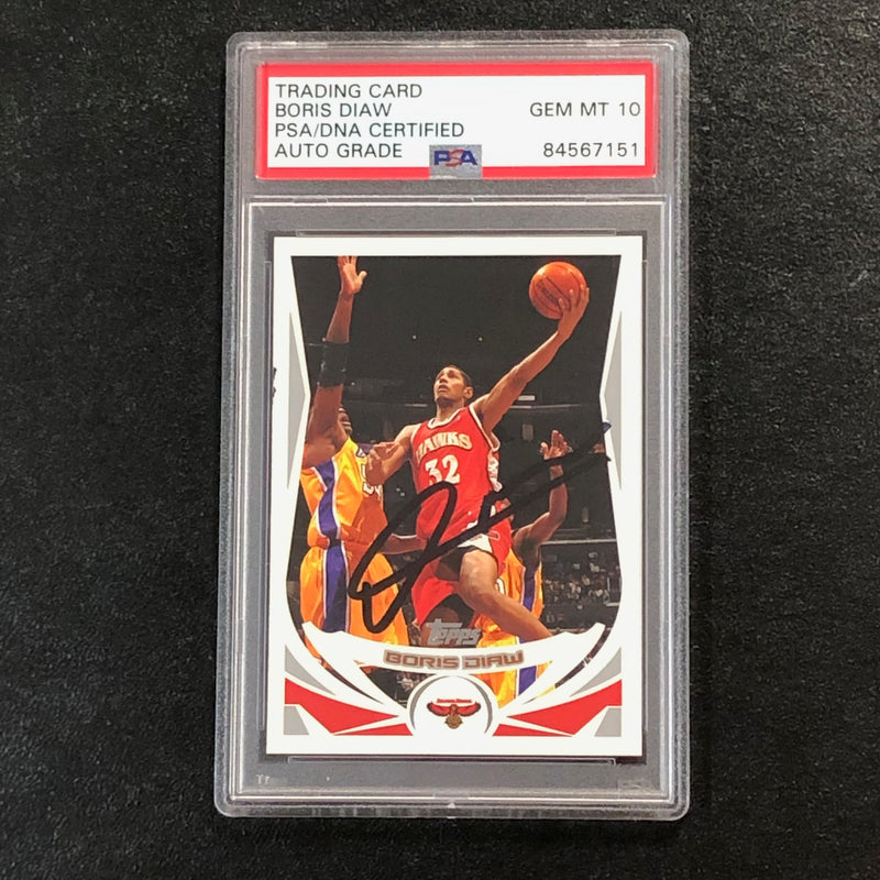 2004 NBA Topps #65 Boris Diaw Signed Card AUTO 10 PSA Slabbed RC
