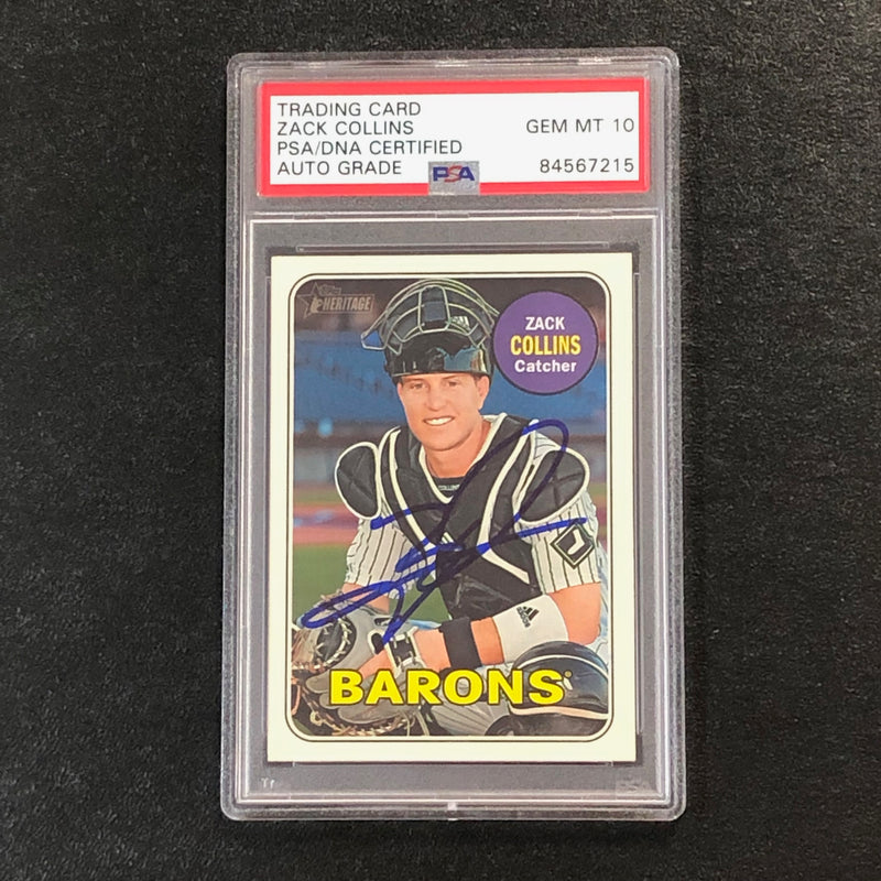 2018 Topps Heritage Minor League #65 Zack Collins Signed Card PSA Slabbed Auto 10 White Sox