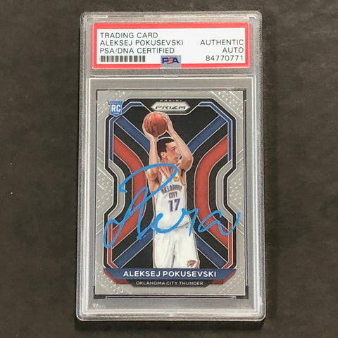 2020-21 Panini Prizm #264 Aleksej Pokusevski Signed Card AUTO PSA Slabbed RC Thunder