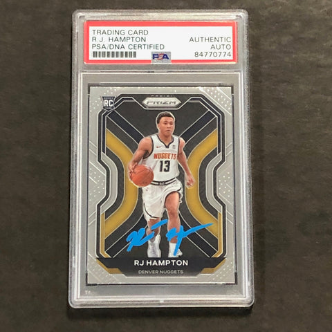 2020-21 Panini Prizm #286 RJ Hampton signed Auto Card PSA/DNA Slabbed RC Nuggets