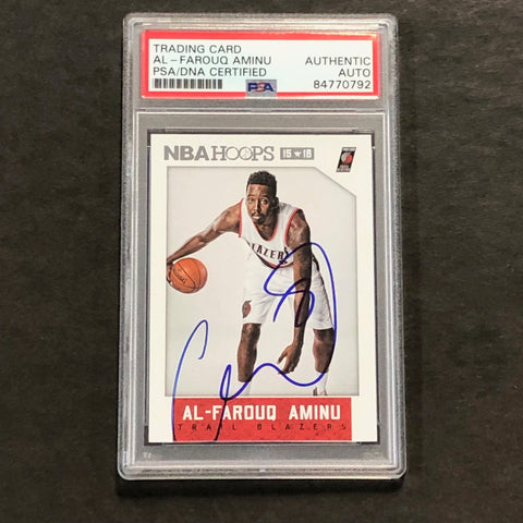 2015-16 NBA Hoops #25 Al-Farouq Aminu Signed Card AUTO PSA Slabbed Trail Blazers