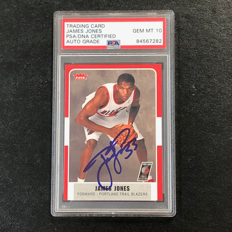 2007-08 Fleer Basketball #118 James Jones Signed Card AUTO 10 PSA Slabbed Trail Blazers
