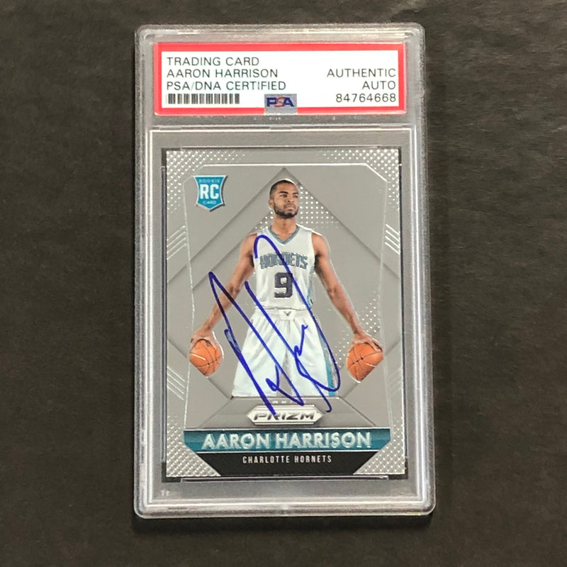 2015-16 Panini Prizm #319 Aaron Harrison Signed Card AUTO PSA/DNA Slabbed RC Hornets
