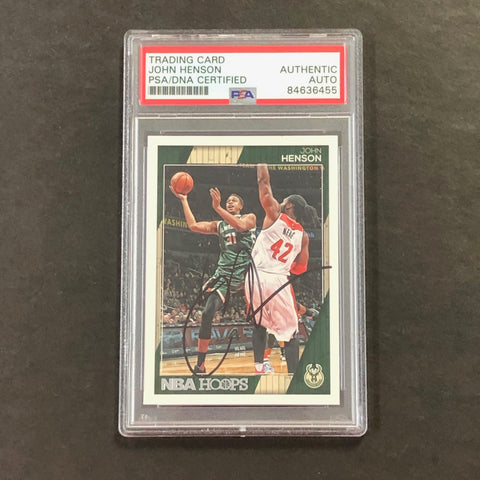 2016-17 NBA Hoops #164 John Henson Signed Card AUTO PSA Slabbed Bucks