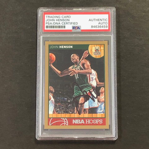 2013-14 NBA HOOPS #107 John Henson Signed Card AUTO PSA Slabbed Bucks