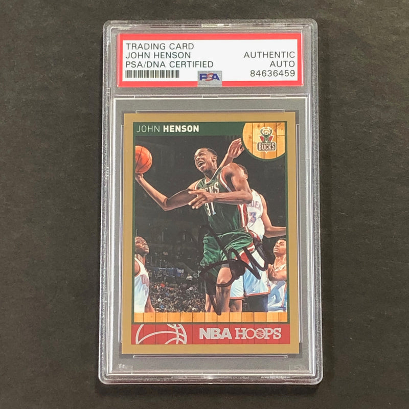 2013-14 NBA HOOPS #107 John Henson Signed Card AUTO PSA Slabbed Bucks