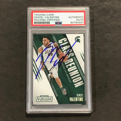 2016 Panini Contenders Draft Picks #12 Denzel Valentine Signed Card AUTO PSA Slabbed RC Rookie