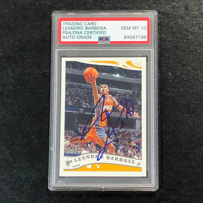 2005-06 Topps #162 Leandro Barbosa Signed Card AUTO 10 PSA Slabbed Suns