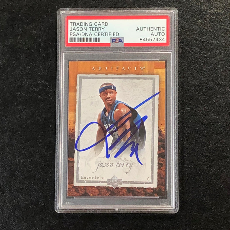 2007-08 Artifacts Basketball #21 Jason Terry Signed Card AUTO PSA Slabbed Mavericks