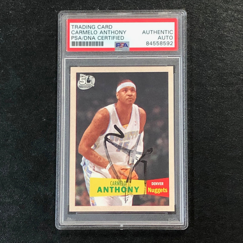 2007-08 Topps 50th Anniversary #15 Carmelo Anthony Signed Card AUTO PSA Slabbed Nuggets