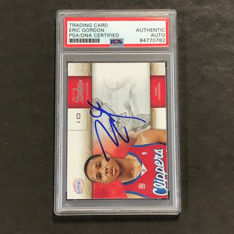 2009-10 Panini Studio #48 Eric Gordon Signed Card AUTO PSA Slabbed Clippers