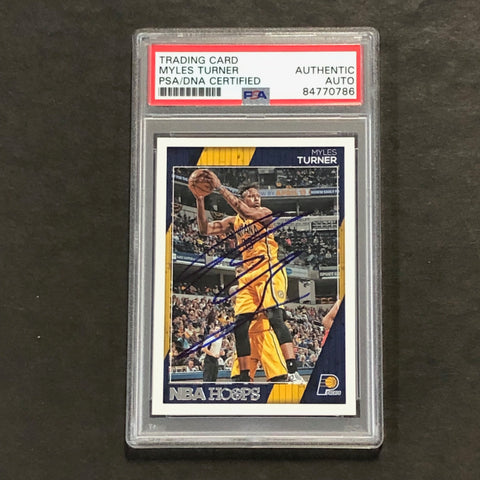 2016-17 Panini NBA Hoops #96 Myles Turner Signed Card AUTO Grade 10 PSA Slabbed