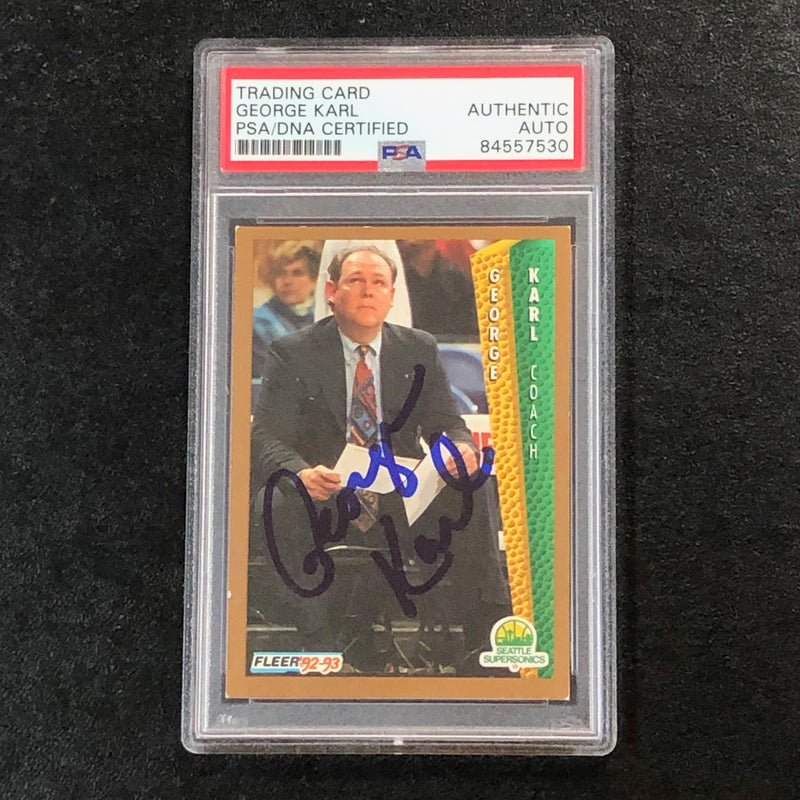 1992-93 Fleer Basketball #212 George Karl Signed AUTO PSA Slabbed Supersonics